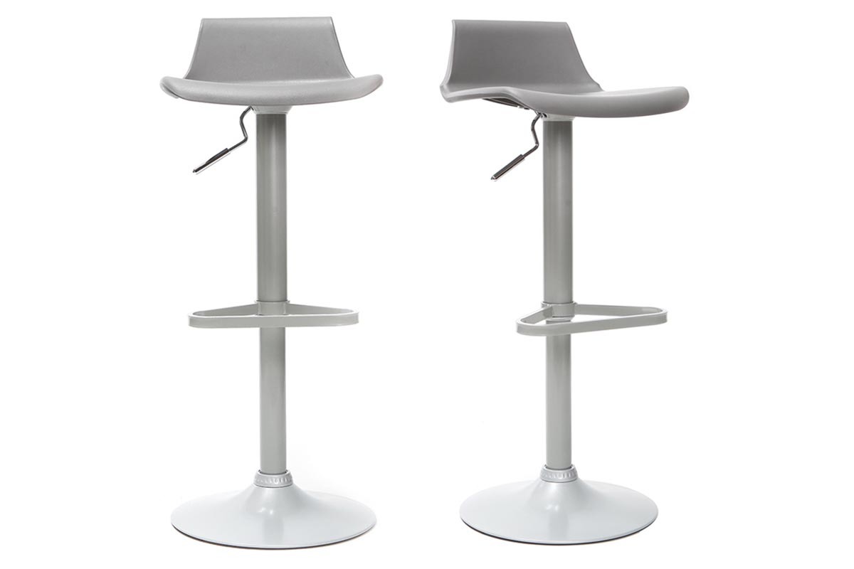 Tabourets de bar design gris (lot de 2) KRONOS