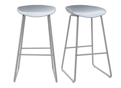 Tabourets de bar design gris avec pieds en m&eacute;tal (lot de 2) PEBBLE