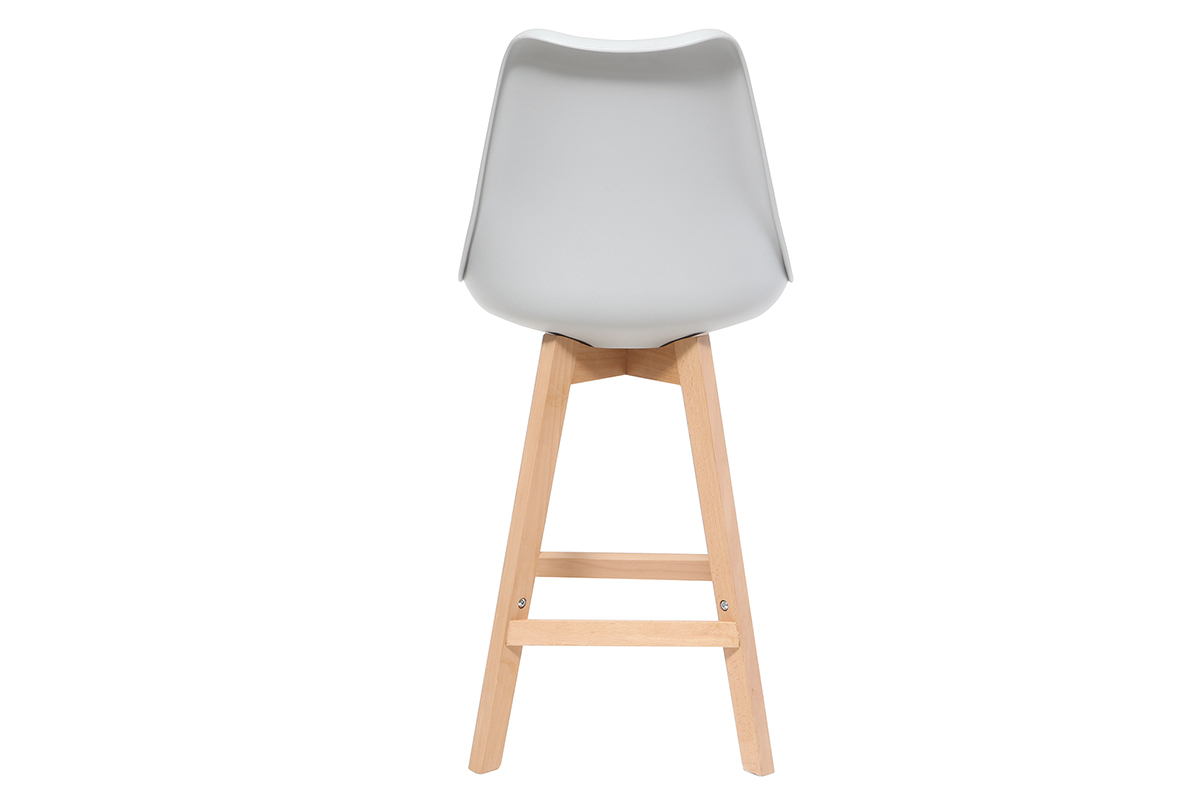 Tabourets de bar design gris clair et bois H65 cm (lot de 2) PAULINE