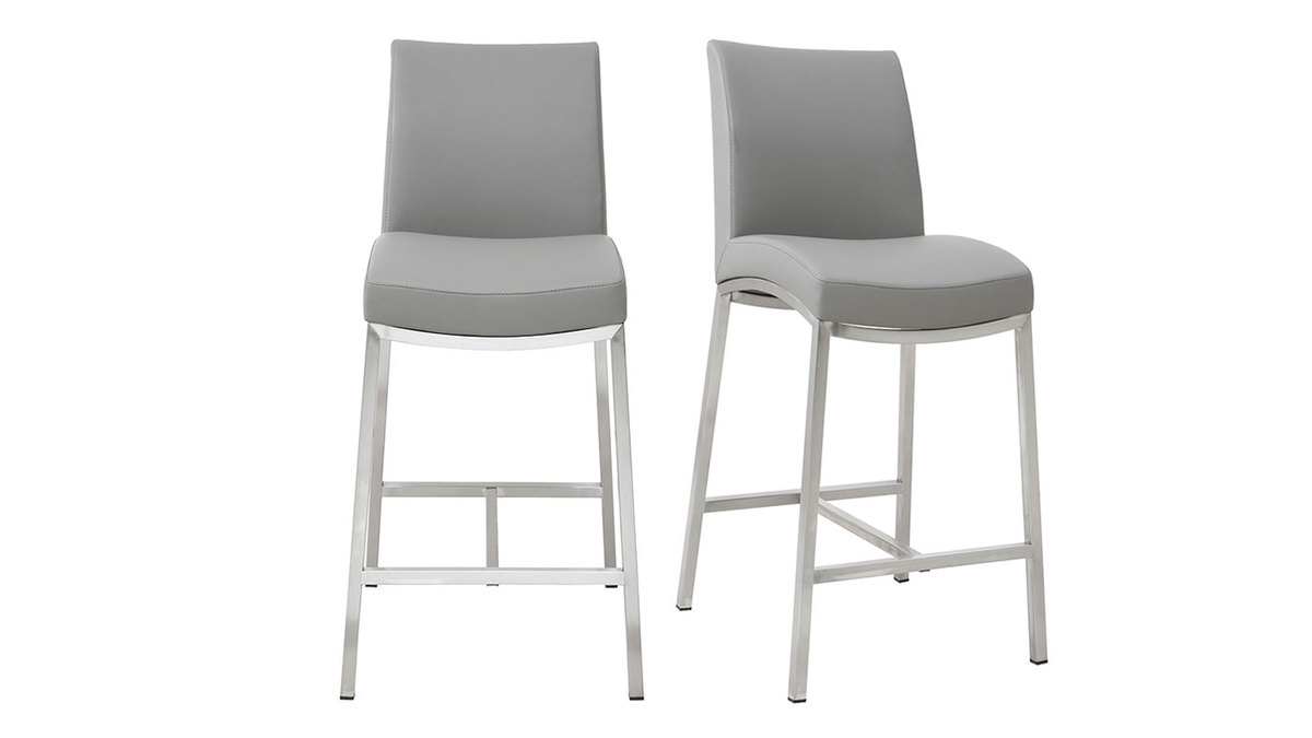 Tabourets de bar design gris clair H70 cm (lot de 2) OLLY