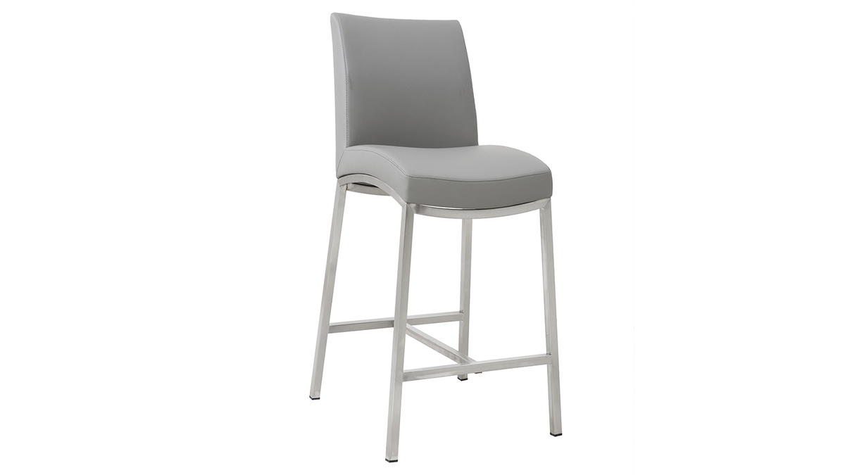 Tabourets de bar design gris clair H70 cm (lot de 2) OLLY