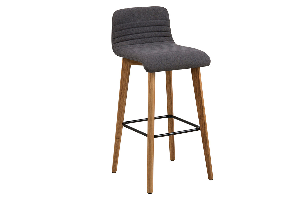 Tabourets de bar design gris fonc et bois (lot de 2) ULRIK
