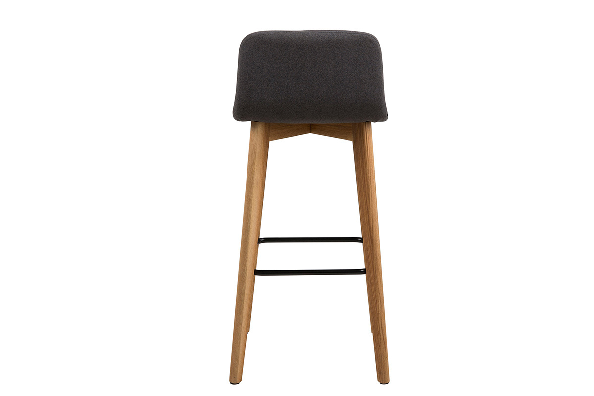Tabourets de bar design gris fonc et bois (lot de 2) ULRIK