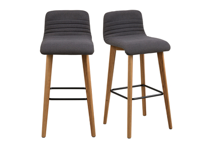 Tabourets De Bar Design Gris Foncé Et Bois Lot De 2 Ulrik