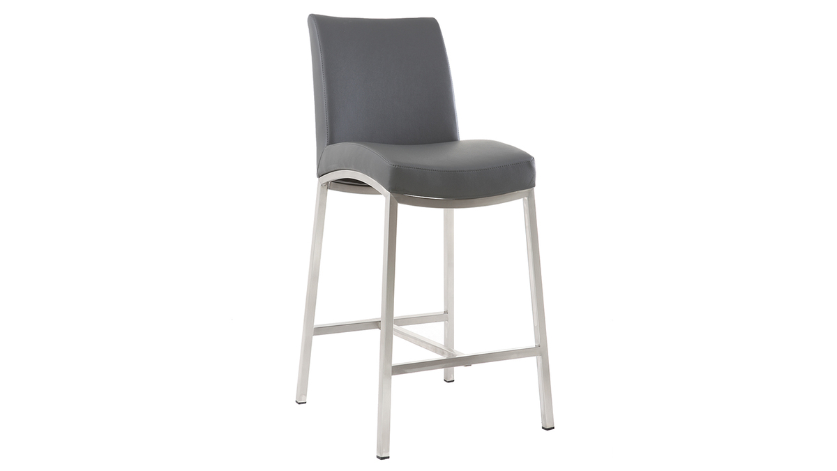 Tabourets de bar design gris fonc H70 cm (lot de 2) OLLY