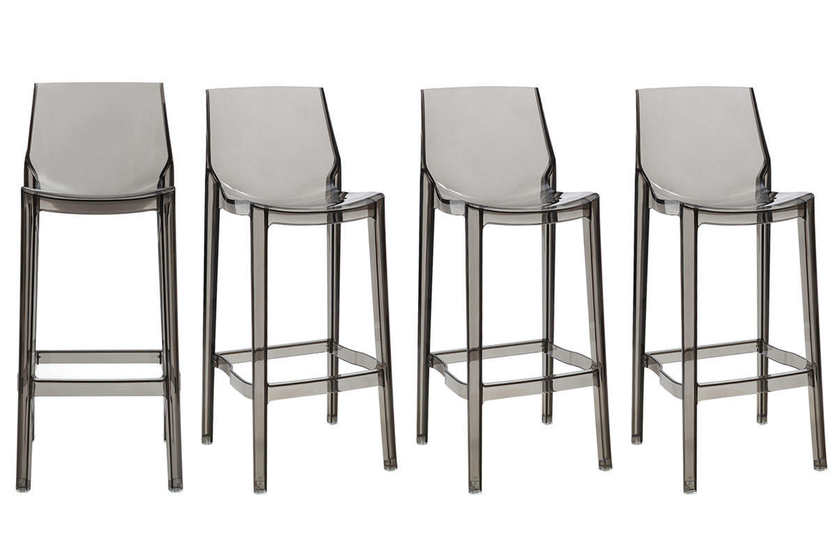 Tabourets de bar design gris fum� (lot de 4) YLAK