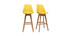 Tabourets de bar design jaune et bois H65 cm (lot de 2) PAULINE