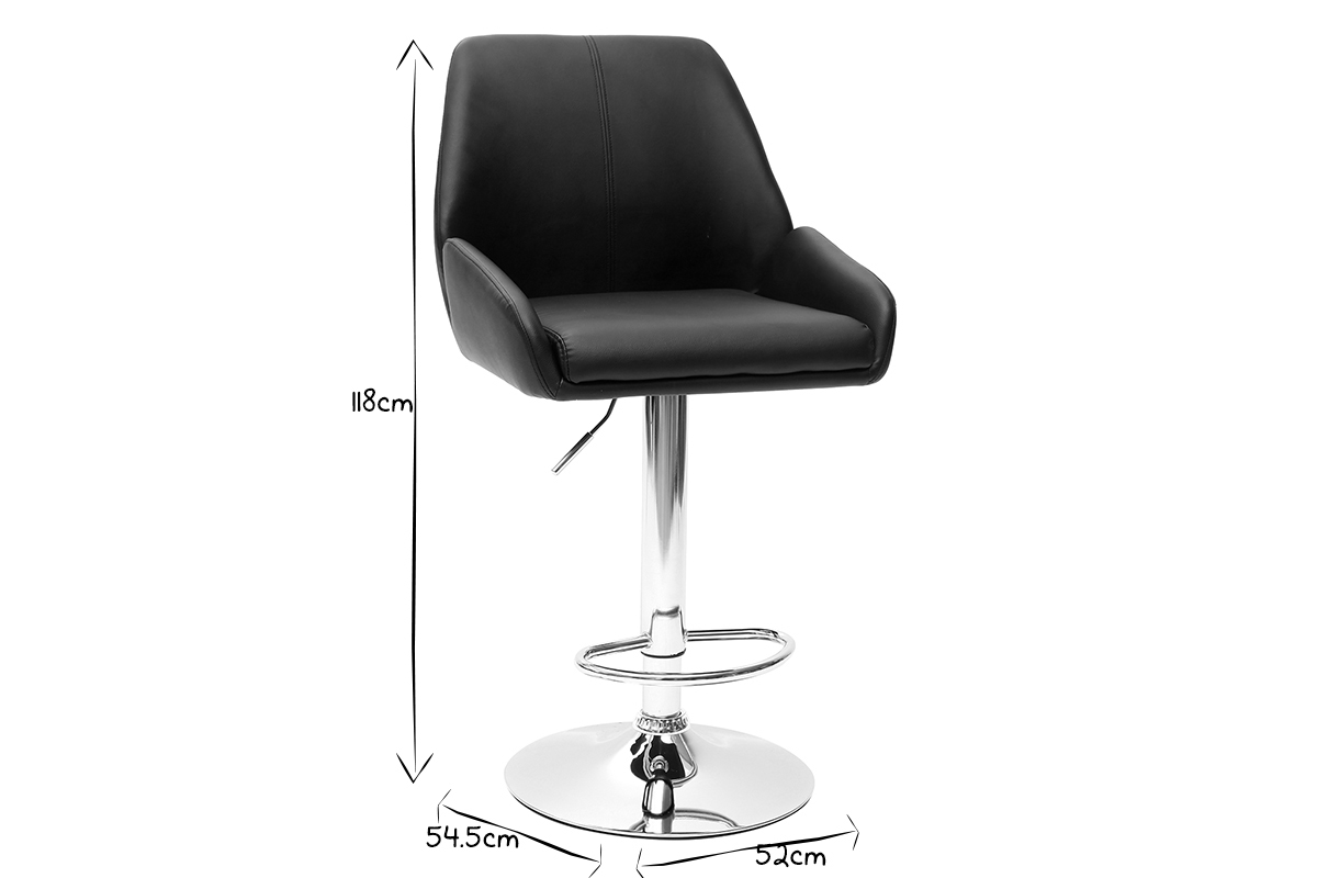 Tabourets de bar design noir (lot de 2) ALEK