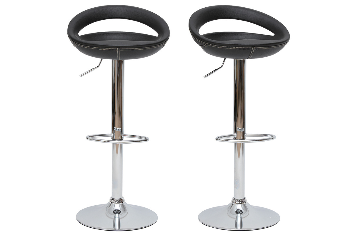 Tabourets de bar design noirs (lot de 2) COMET