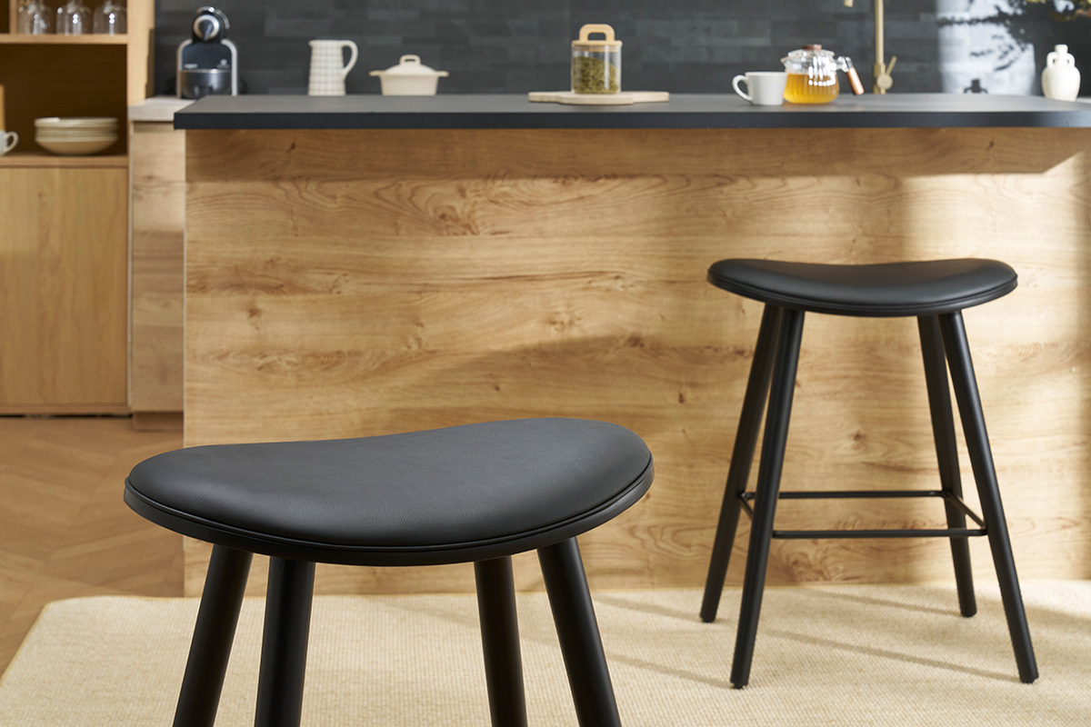 Tabourets de bar design noirs (lot de 2) MEADOW