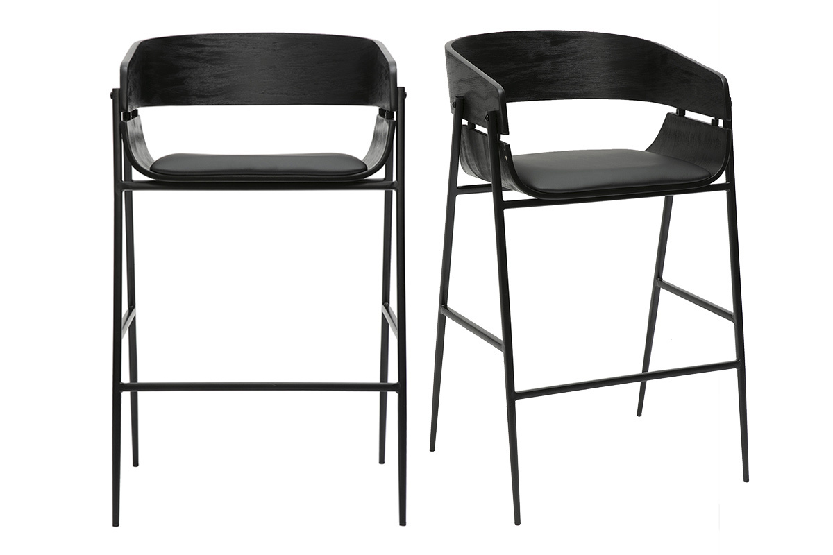 Tabourets de bar design noirs (lot de 2) WESS