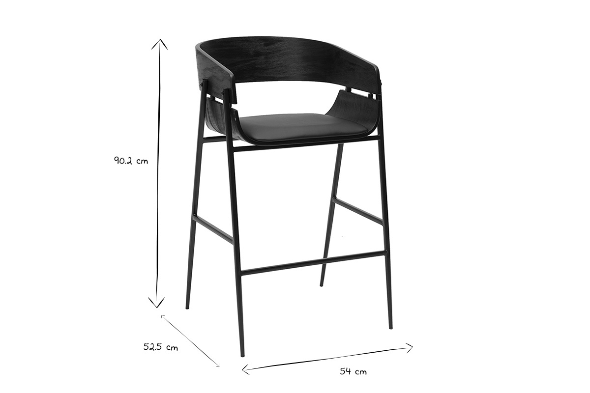 Tabourets de bar design noirs (lot de 2) WESS