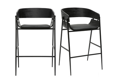 Tabourets de bar design noirs (lot de 2) WESS