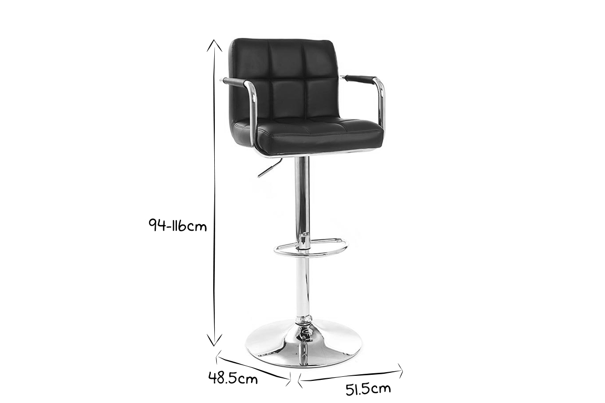 Tabourets de bar design noirs (lot de 2) WILLORD