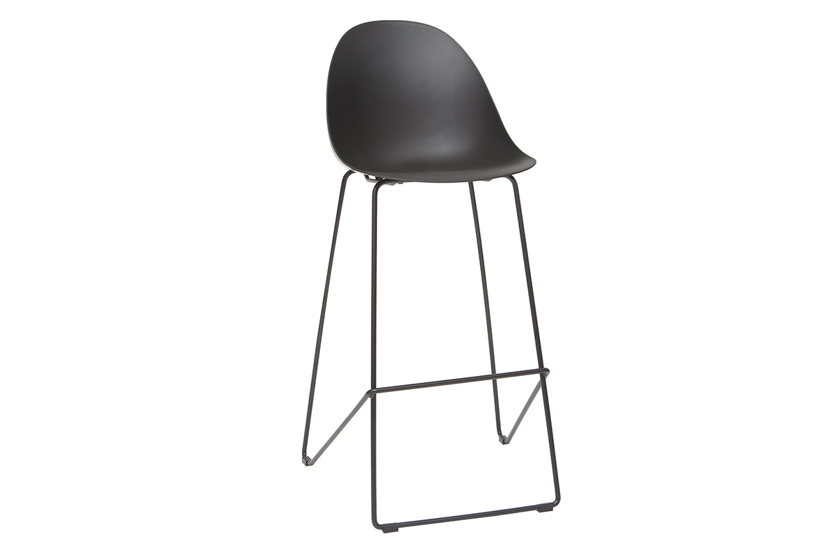Tabourets de bar design noirs 77 cm (lot de 2) CONCHA