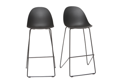 Tabourets de bar design noirs 77 cm (lot de 2) CONCHA