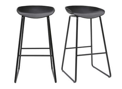Tabourets de bar design noirs avec pieds en m&eacute;tal (lot de 2) PEBBLE