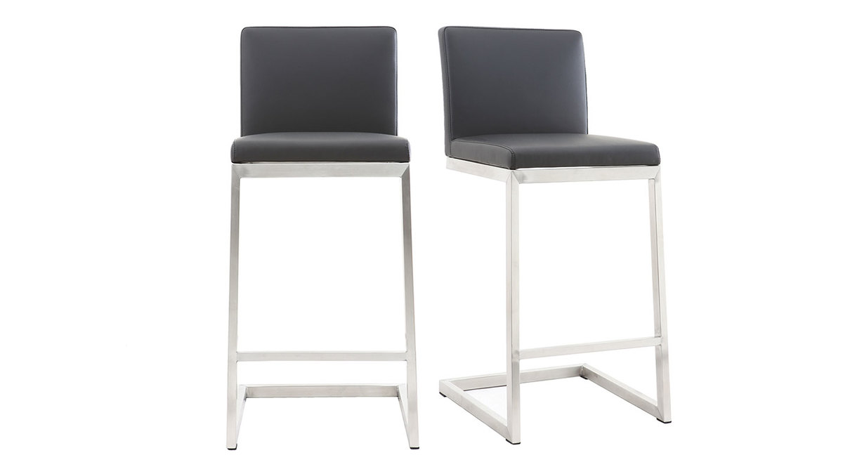 Tabourets de bar design noirs avec pieds mtal (lot de 2) STELLAR