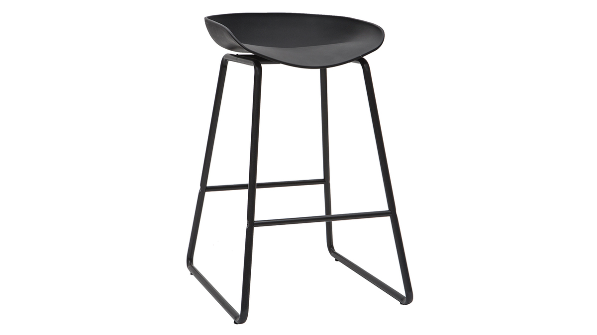 Tabourets de bar design noirs H65 cm (lot de 2) PEBBLE