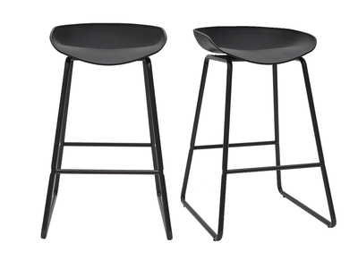 Tabourets de bar design noirs H65 cm (lot de 2) PEBBLE