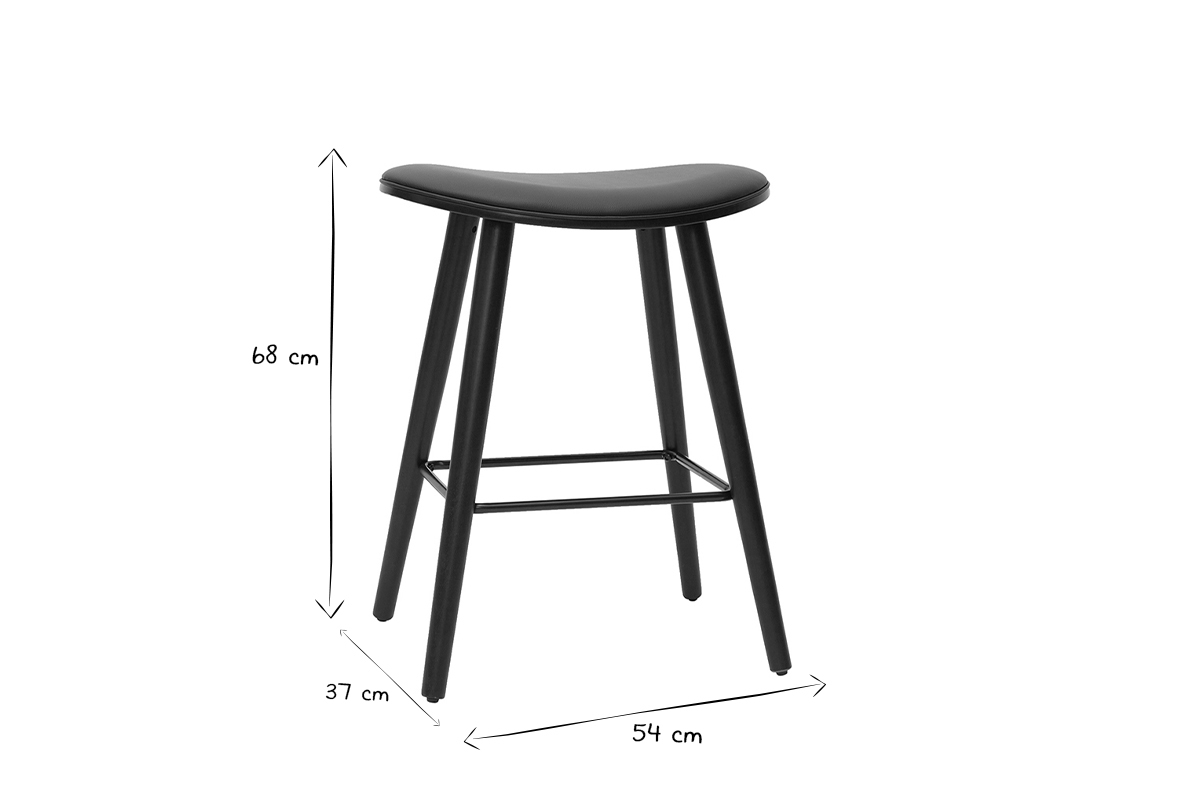 Tabourets de bar design noirs H65.5 cm (lot de 2) MEADOW
