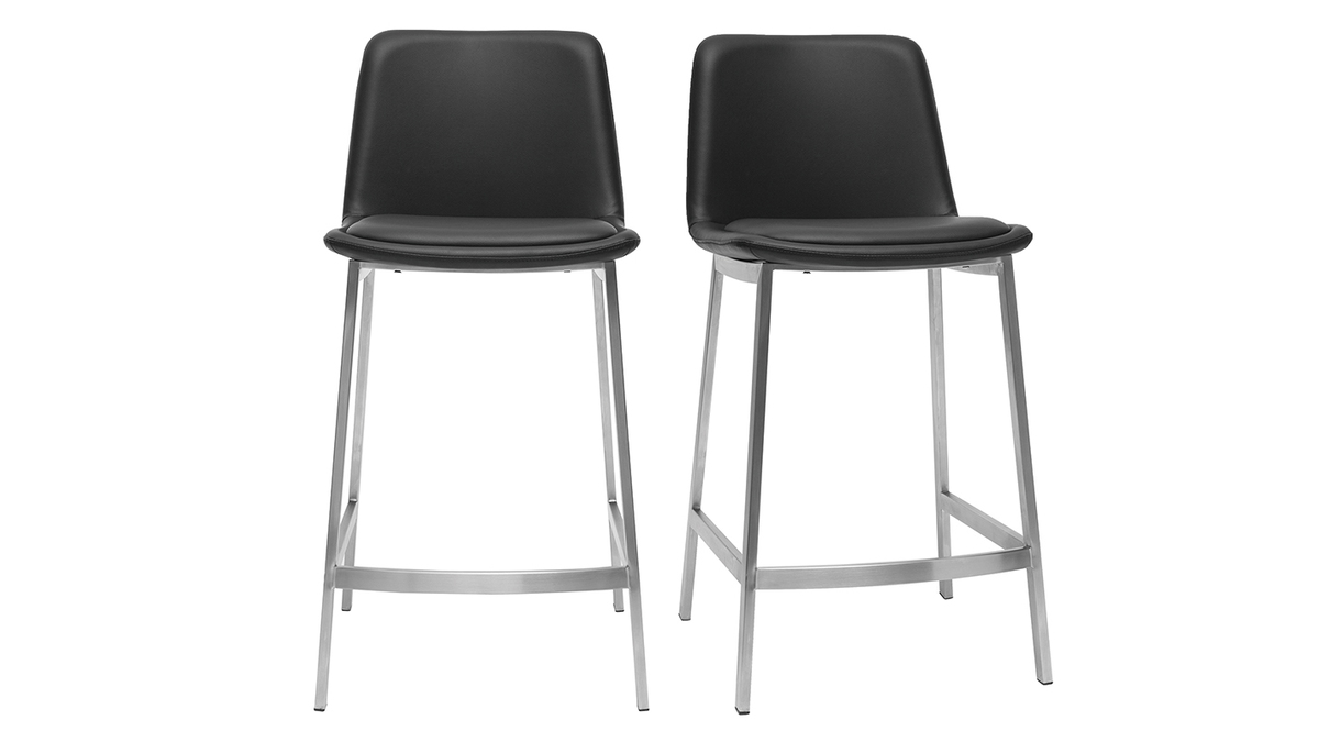 Tabourets de bar design noirs H66 cm (lot de 2) ARSENE