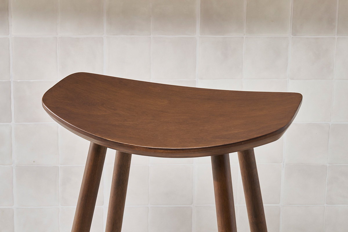 Tabourets de bar design noyer (lot de 2) DEMORY