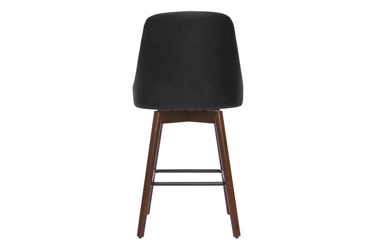Tabourets de bar design pivotants 360� noir et noyer H65 (lot de 2) HASTA