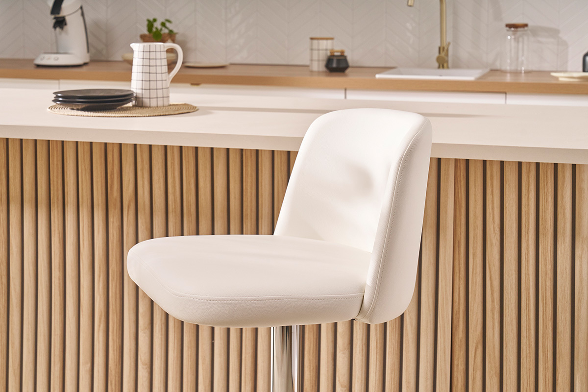 Tabourets de bar design rglables blancs (lot de 2) MONTI