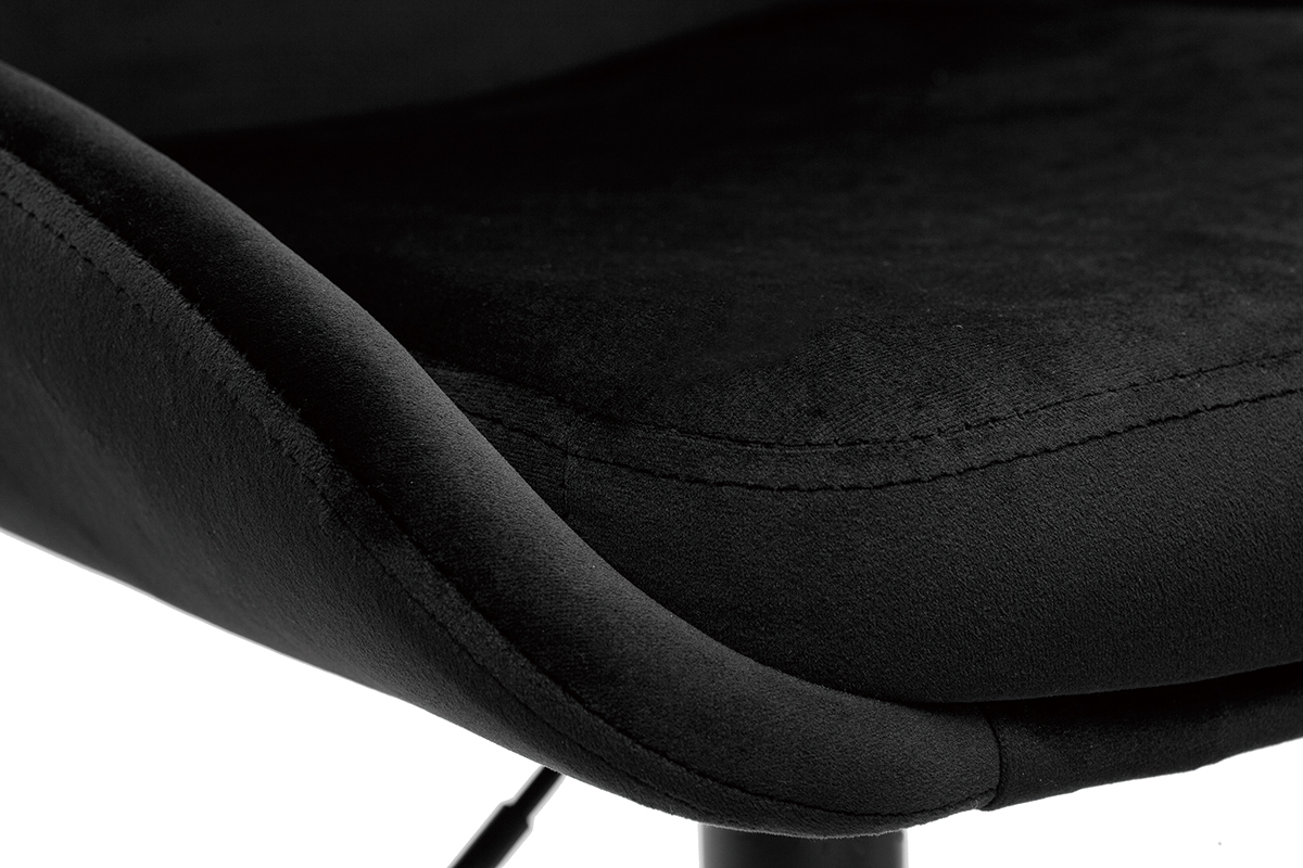 Tabourets de bar design r�glables en tissu velours noir et m�tal noir 360� (lot de 2) HOLO