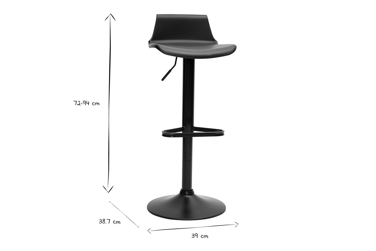 Tabourets de bar design r�glables noirs 360� (lot de 2) KRONOS