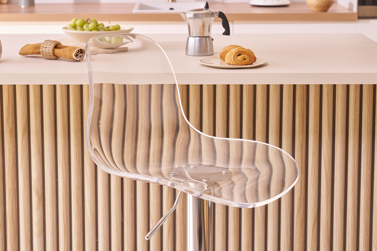 Tabourets de bar design rglables transparents (lot de 2) GALILEO