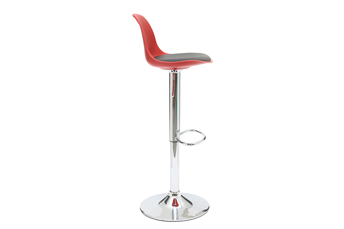 Tabourets de bar design rouge et noir (lot de 2) STEEVY