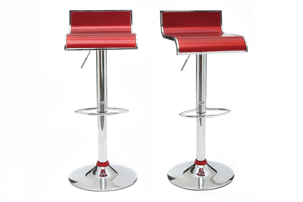 Tabourets de bar design rouges WAVES (lot de 2)