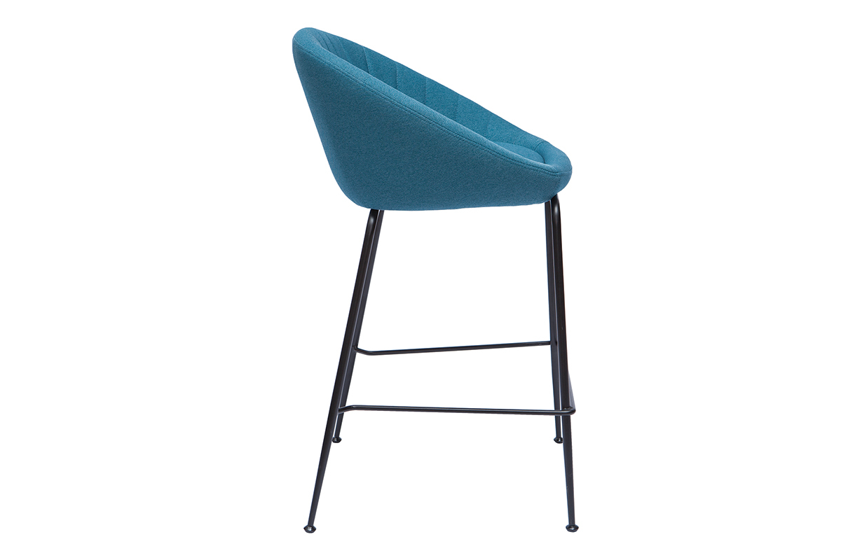 Tabourets de bar design tissu bleu canard 65 cm (lot de 2) SHERU