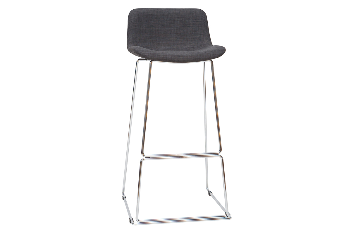 Tabourets de bar design tissu gris 75 cm (lot de 2) PALIKAO