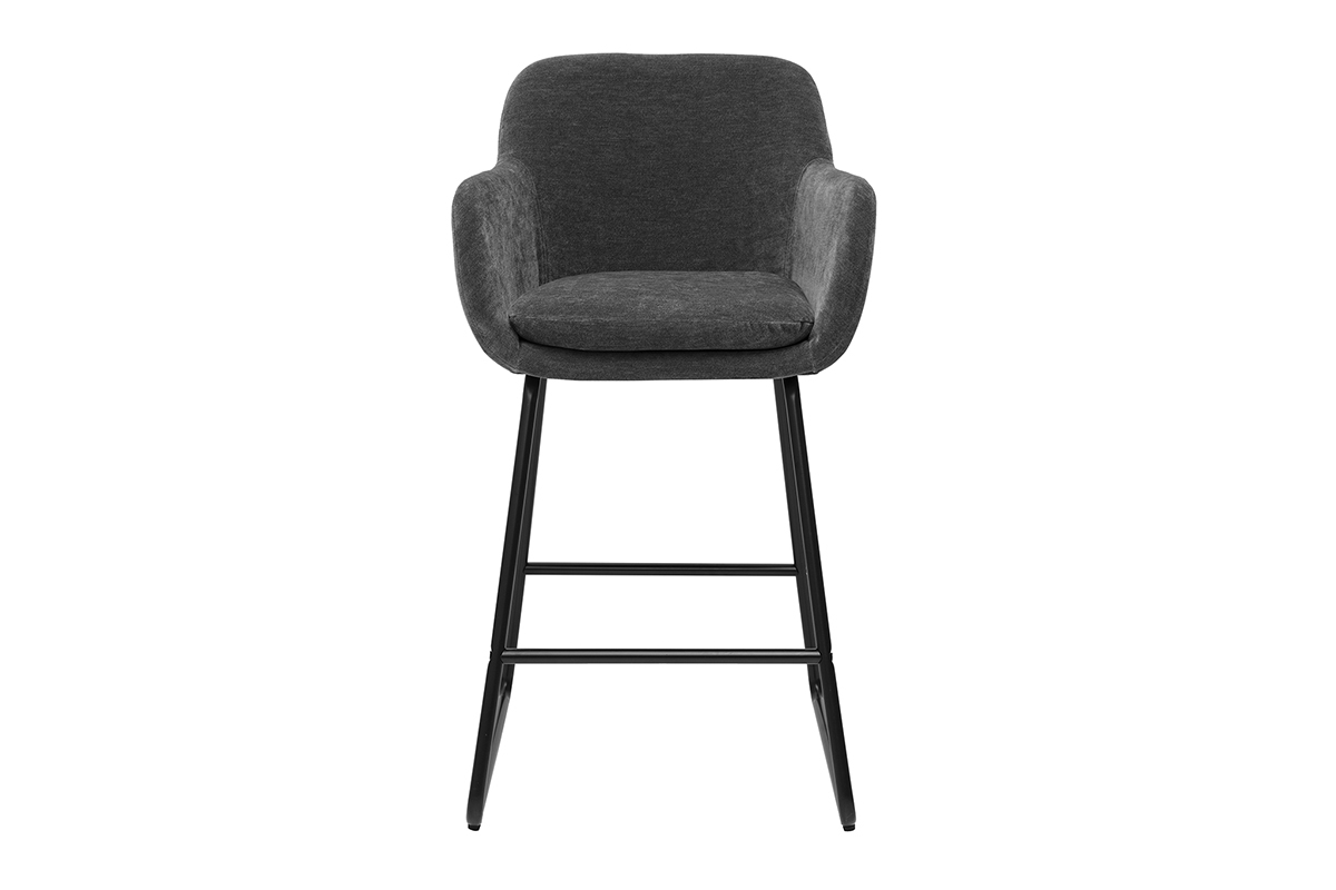 Tabourets de bar effet velours gris fonc H65 cm (lot de 2) AMIKA