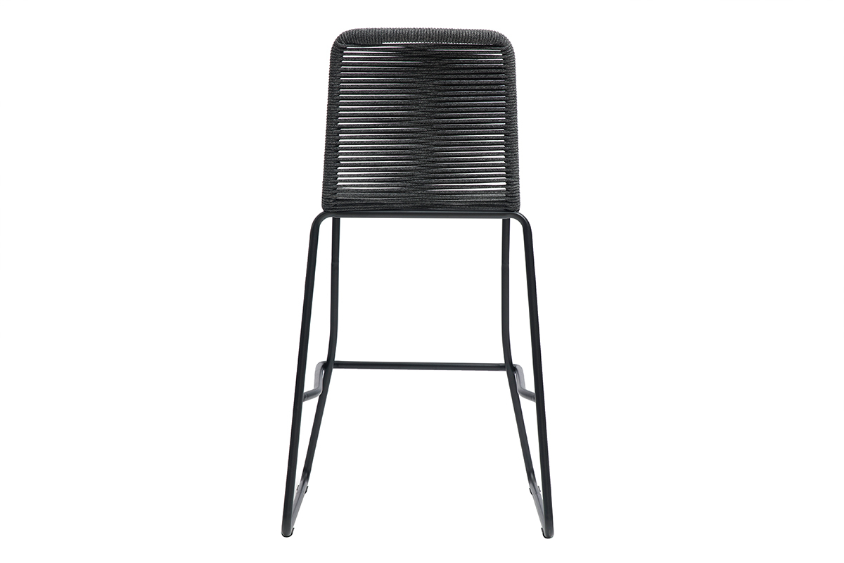 Tabourets de bar en cordage gris intrieur - exterieur H72 cm (lot de 2) YORGO