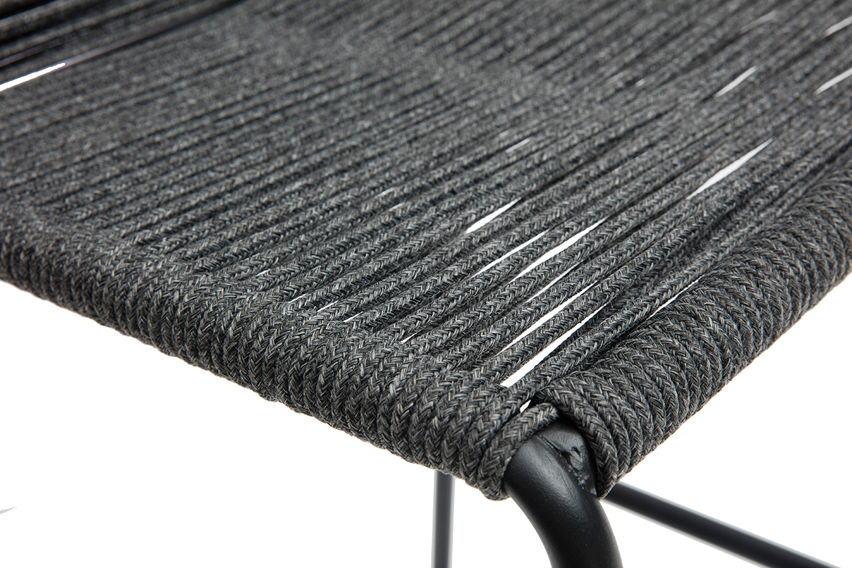 Tabourets de bar en cordage gris intrieur - exterieur H72 cm (lot de 2) YORGO