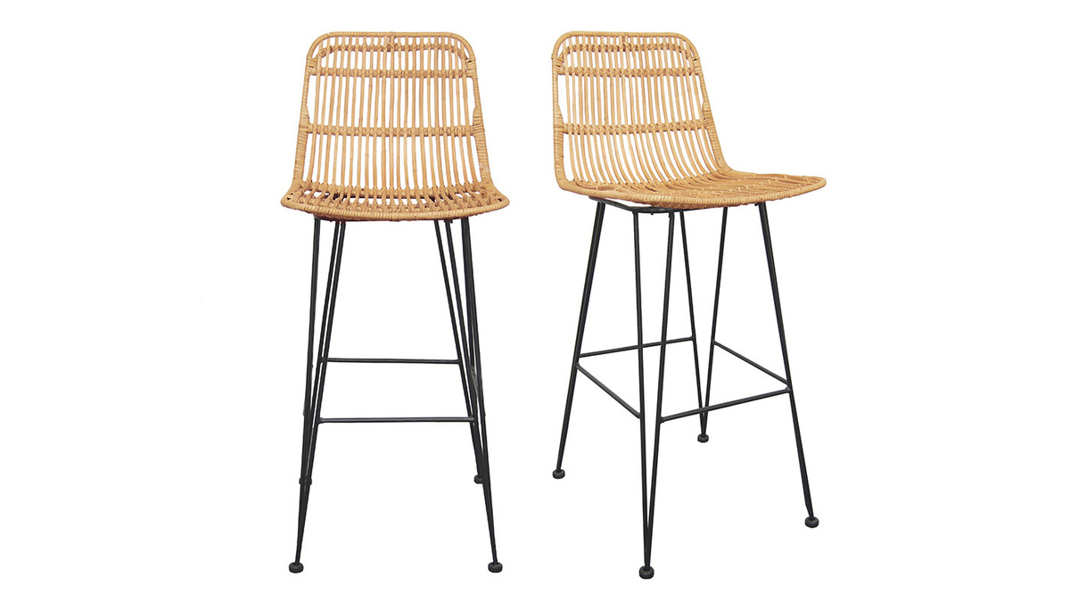 Tabourets de bar en rotin (lot de 2) MALACCA