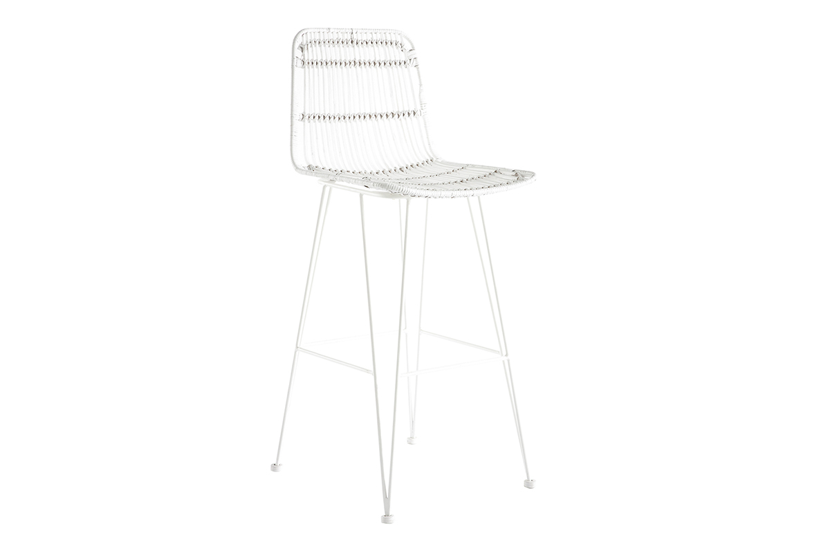 Tabourets de bar en rotin blancs (lot de 2) MALACCA