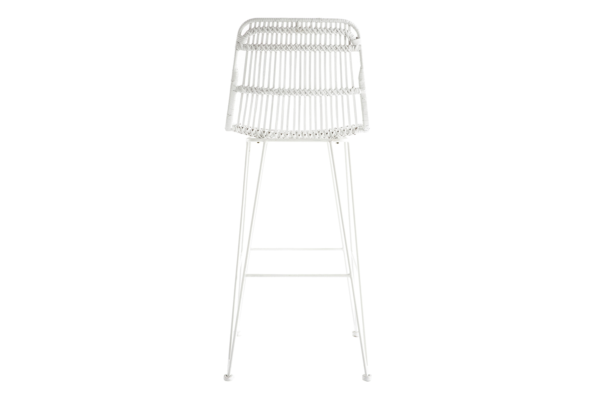 Tabourets de bar en rotin blancs (lot de 2) MALACCA