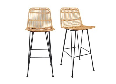 Tabourets de bar en rotin naturel (lot de 2) MALACCA