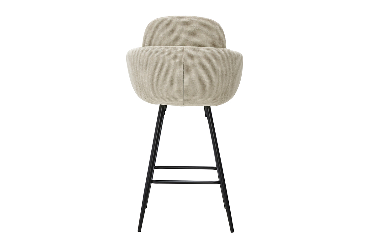 Tabourets de bar en tissu chenille beige et m�tal noir H68.5 cm (lot de 2) SLAKE