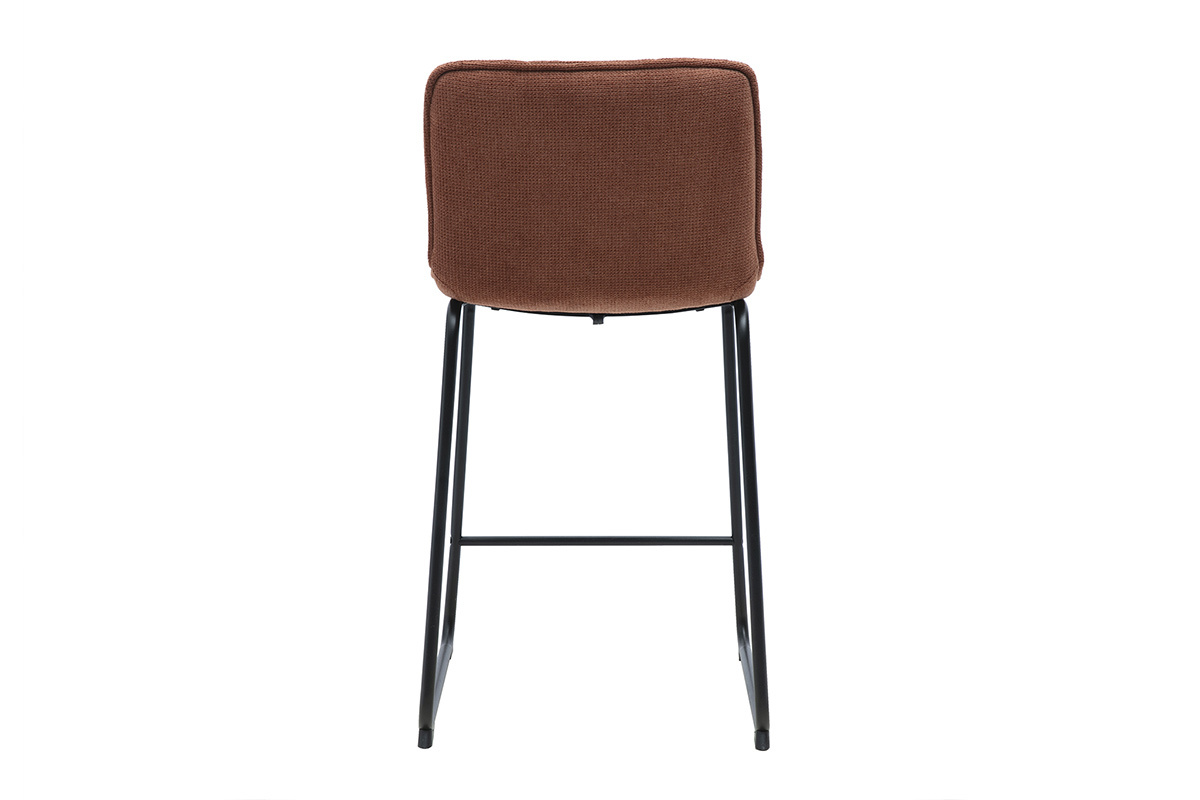 Tabourets de bar en tissu chenille terre br�l�e et m�tal noir H65.6 cm (lot de 2) VISTO