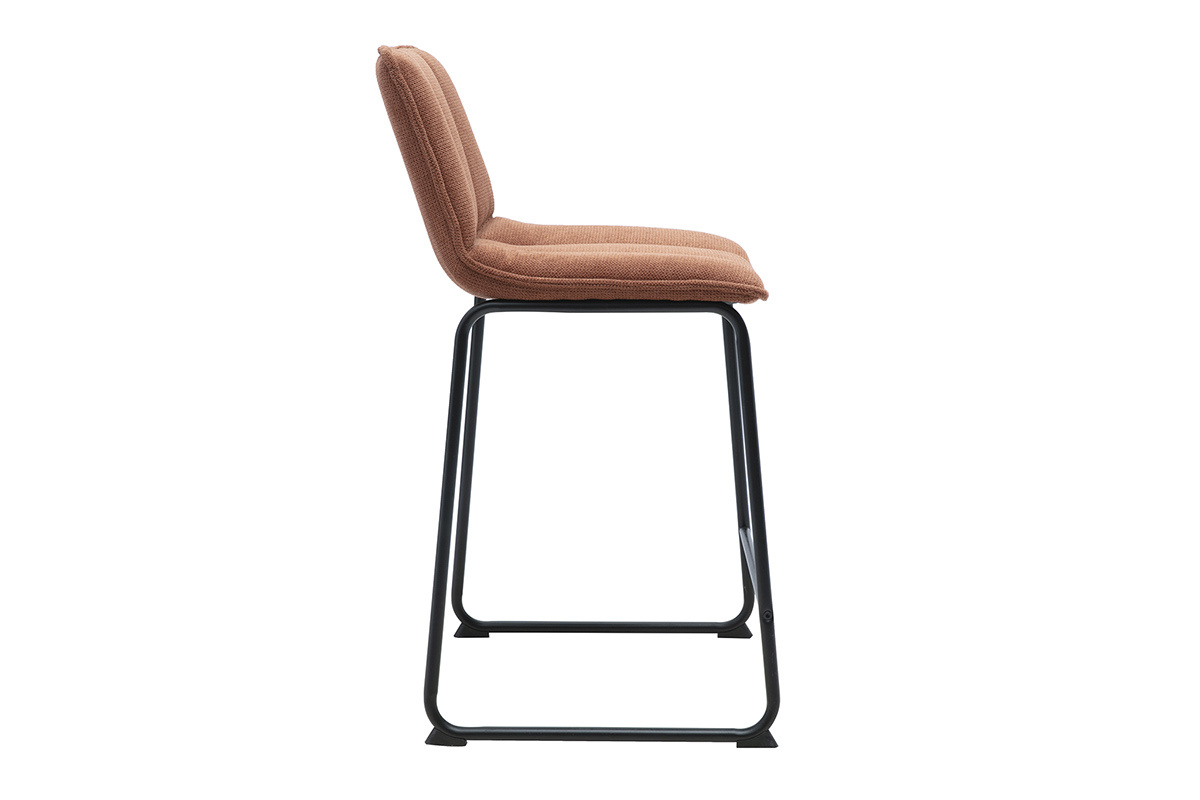 Tabourets de bar en tissu chenille terre br�l�e et m�tal noir H65.6 cm (lot de 2) VISTO