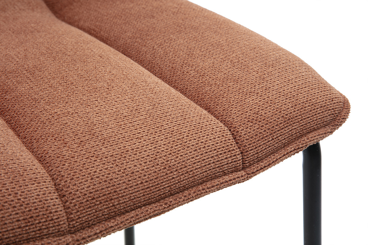Tabourets de bar en tissu chenille terre br�l�e et m�tal noir H65.6 cm (lot de 2) VISTO