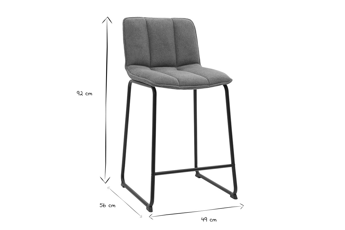 Tabourets de bar en tissu chenille terre br�l�e et m�tal noir H65.6 cm (lot de 2) VISTO
