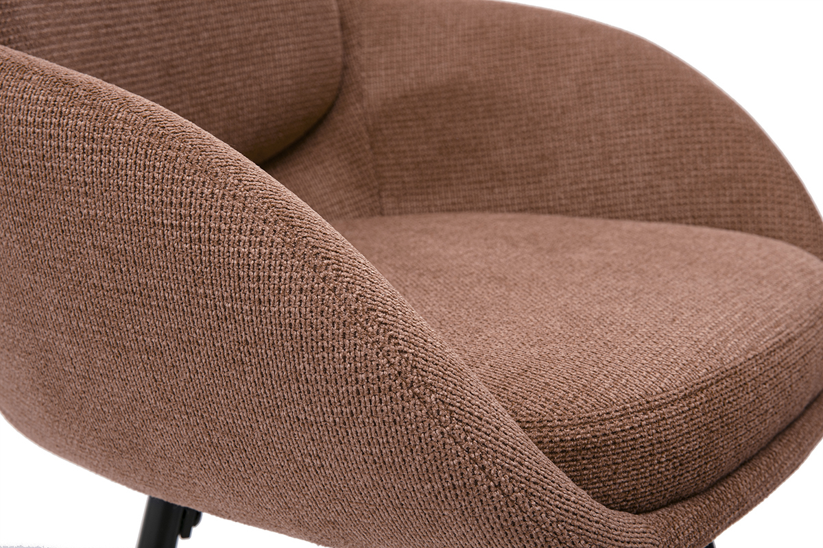 Tabourets de bar en tissu chenille terre br�l�e et m�tal noir H68.5 cm (lot de 2) SLAKE