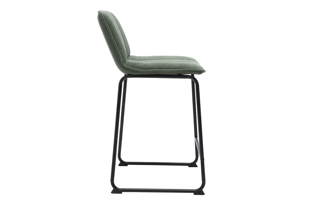 Tabourets de bar en tissu chenille vert kaki et m�tal noir H65.6 cm (lot de 2) VISTO